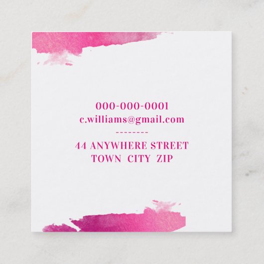 LUXE MINIMALIST glam lux faux vergulde roze slag Vierkante Visitekaartje (Achterkant)