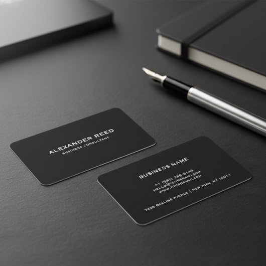 Luxe Minimalist | Modern Professioneel Zwart Visitekaartje
