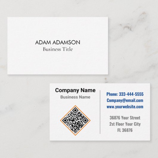 Luxe Minimalist (QR Code) Modern Professioneel Visitekaartje (Voorkant / Achterkant)