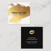 LUXE MINIMALISTISCH glam goud splash schattig kus  Vierkante Visitekaartje (Voorkant / Achterkant)