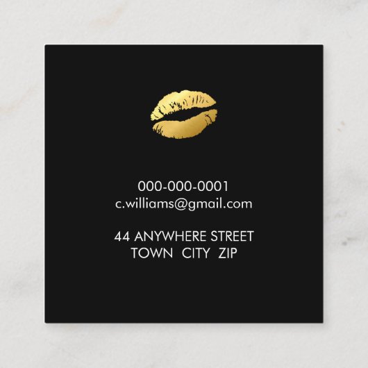 LUXE MINIMALISTISCH glam goud splash schattig kus  Vierkante Visitekaartje (Achterkant)