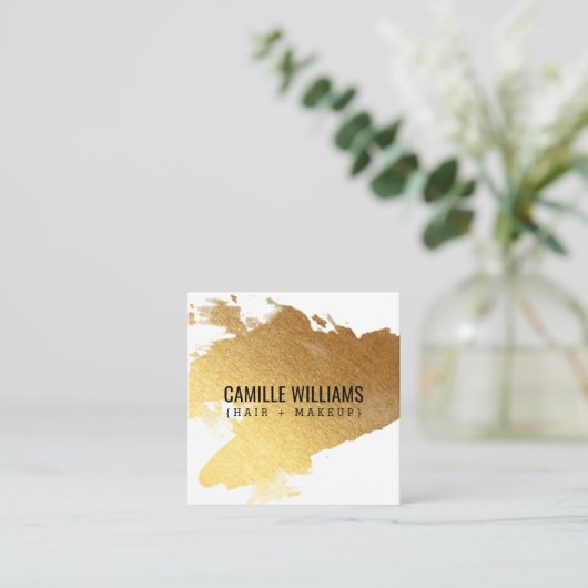 LUXE MINIMALISTISCH glam goud splash schattig kus  Vierkante Visitekaartje (Staand voorkant)