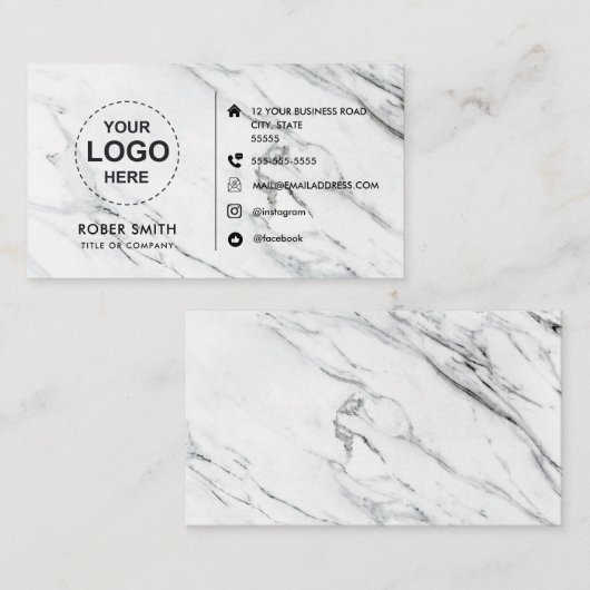 Luxe minimalistisch marmeren Visitekaartje (Voorkant / Achterkant)