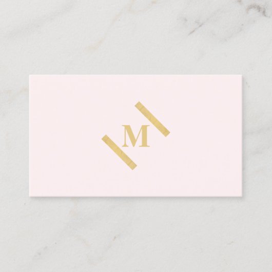 Luxe minimalistisch monogram goud/roze visitekaartje (Voorkant)