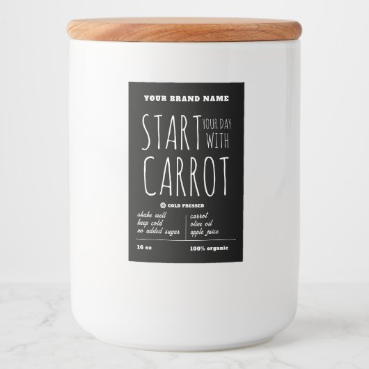 Luxe minimalistisch sap smoothie flessen label voedselcontainer etiket (Voorkant)