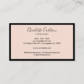 Luxe minimalistisch script Blush roze zwart Lijst Visitekaartje (Achterkant)