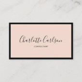 Luxe minimalistisch script Blush roze zwart Lijst Visitekaartje (Voorkant)