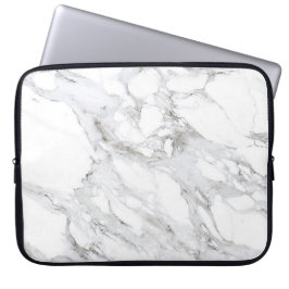 Luxe minimalistisch wit marmer laptop sleeve