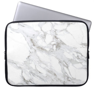 Luxe minimalistisch wit marmer laptop sleeve