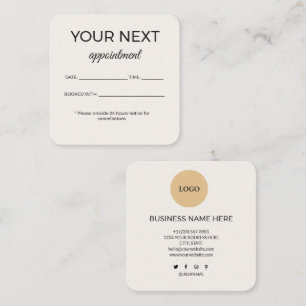 Luxe Minimalistische Alabaster Crème en Gouden Vie Afsprakenkaartje