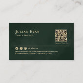 Luxe minimalistische donkere smaragdgroen en goud visitekaartje (Achterkant)