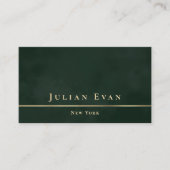Luxe minimalistische donkere smaragdgroen en goud visitekaartje (Voorkant)