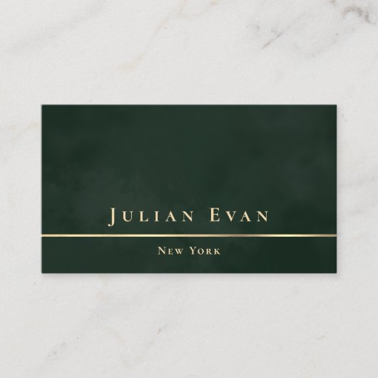 Luxe minimalistische donkere smaragdgroen en goud visitekaartje (Voorkant)