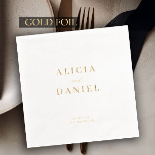 Luxe minimalistische elegante gouden bruiloft folie servetten