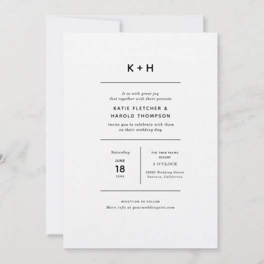 Luxe minimalistische fotobruiloft kaart (Voorkant)