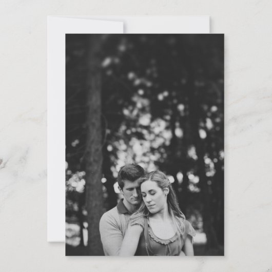 Luxe minimalistische fotobruiloft kaart (Achterkant)