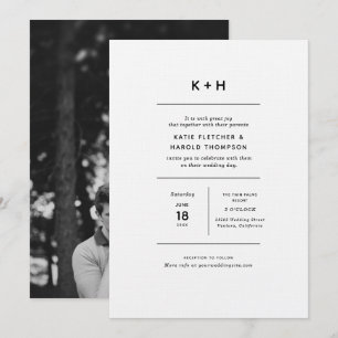 Luxe minimalistische fotobruiloft kaart
