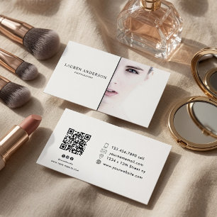 Luxe Minimalistische Gesplitste Foto QR-code Zakel Visitekaartje