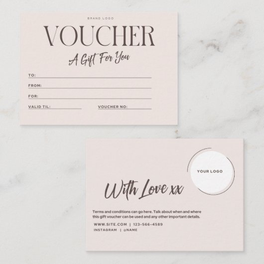 Luxe Minimalistische Gift Kaart Certificaat Sjablo Notitiekaartje (Voorkant / Achterkant)