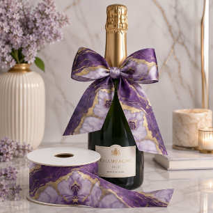 Luxe Minimalistische Gouden Paarse Lila Marmer Wer Satijnen Lint