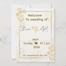 Luxe Minimalistische Gouden Trouwuitnodiging Kaart