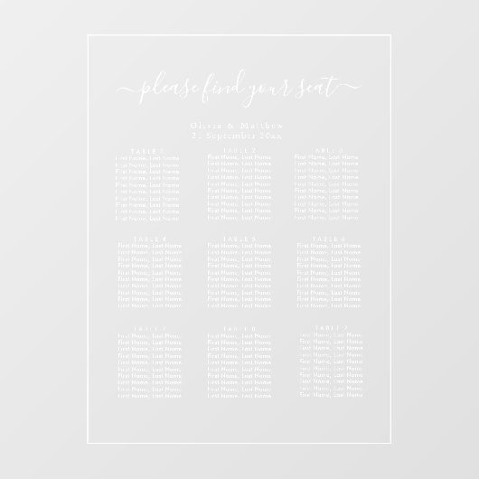 Luxe Minimalistische Heldere Zitplaatsindeling Wit Raamsticker (Vel)