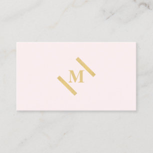 Luxe minimalistische monogram goud/roze visitekaartje