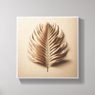 Luxe minimalistische palmblad-kunst - Elegant Beig Canvas Afdruk