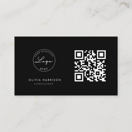 Luxe minimalistische QR-code Professional Visitekaartje (Voorkant)