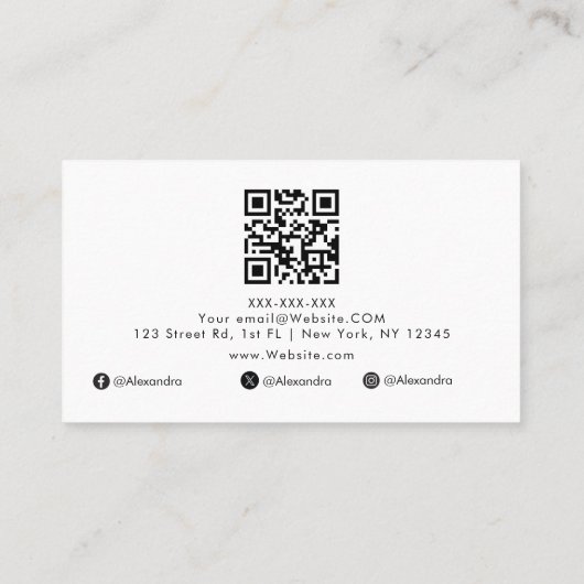 Luxe minimalistische QR-code Professional Visitekaartje (Achterkant)