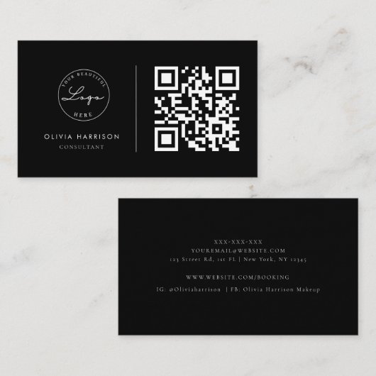 Luxe minimalistische QR-code Professional Visitekaartje (Voorkant / Achterkant)