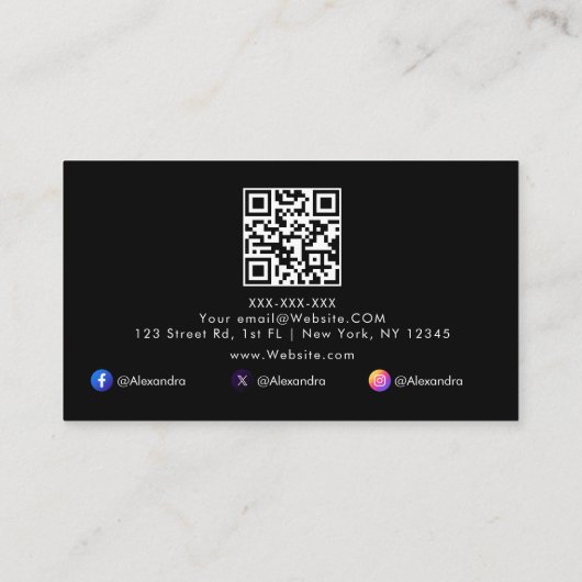 Luxe minimalistische QR Code Professionele Bedrijf Visitekaartje (Achterkant)