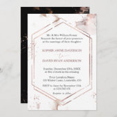 Luxe Minimalistische Roze Gouden Lijst Bruiloft Fo Kaart (Voorkant / Achterkant)