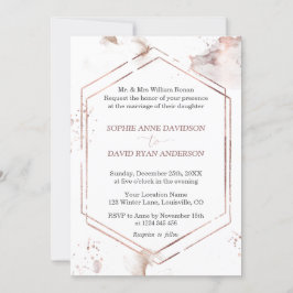 Luxe Minimalistische Roze Gouden Lijst Bruiloft Fo Kaart