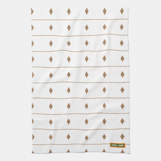 Luxe minimalistische strepen en diamanten wit theedoek (Verticaal)