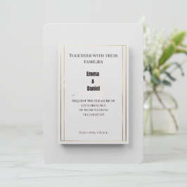 Luxe Minimalistische Trouw Uitnodiging Elegant Gou