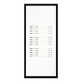 Luxe minio grafische stijlvolle prijslijst voor mo reclamekaart (Achterkant)