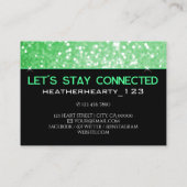 Luxe Mint Groene Neon Zwart Glitter Logo Sjabloon Visitekaartje (Achterkant)