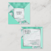 Luxe Mint Marble Geometric Square Visitekaartje (Voorkant / Achterkant)