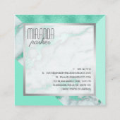 Luxe Mint Marble Geometric Square Visitekaartje (Achterkant)