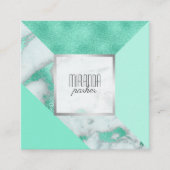 Luxe Mint Marble Geometric Square Visitekaartje (Voorkant)