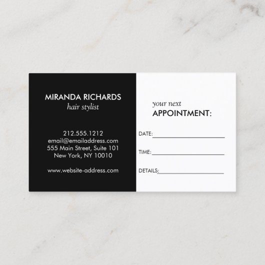 Luxe Mod Zwart-wit Patroon Afsprakenkaart Afsprakenkaartje (Achterkant)