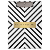 Luxe Mod Zwart-wit Patroon met Gouden Bar Klembord (Voorkant)