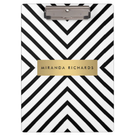Luxe Mod Zwart-wit Patroon met Gouden Bar Klembord