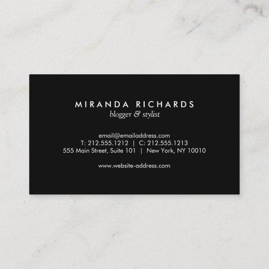 Luxe Mod Zwart-wit Patroon met Gouden Bar Visitekaartje (Achterkant)