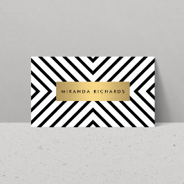 Luxe Mod Zwart-wit Patroon met Gouden Bar Visitekaartje