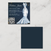 Luxe Modeontwerper Glitter Jurk QR CODE Vierkante Visitekaartje (Voorkant / Achterkant)