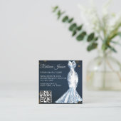 Luxe Modeontwerper Glitter Jurk QR CODE Vierkante Visitekaartje (Staand voorkant)