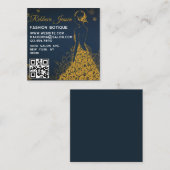Luxe Modeontwerper Glitter Jurk QR CODE Vierkante Visitekaartje (Voorkant / Achterkant)