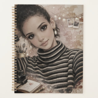 Luxe Modepop - Porseleinen Stijl Illustratie Planner